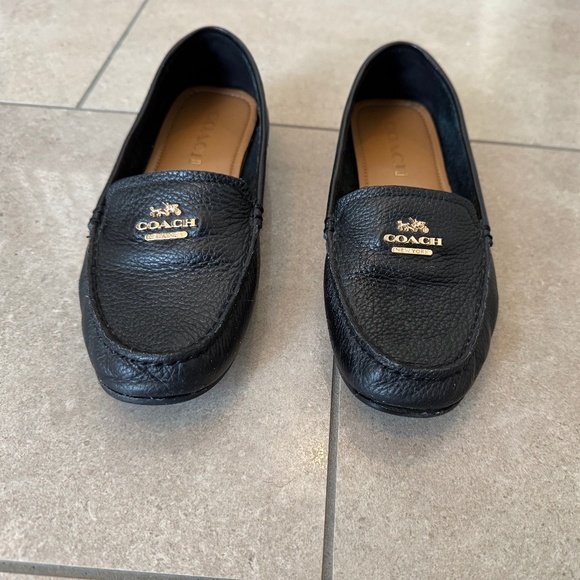 Women’s black leather Coach Loafers - Picture 1 of 10